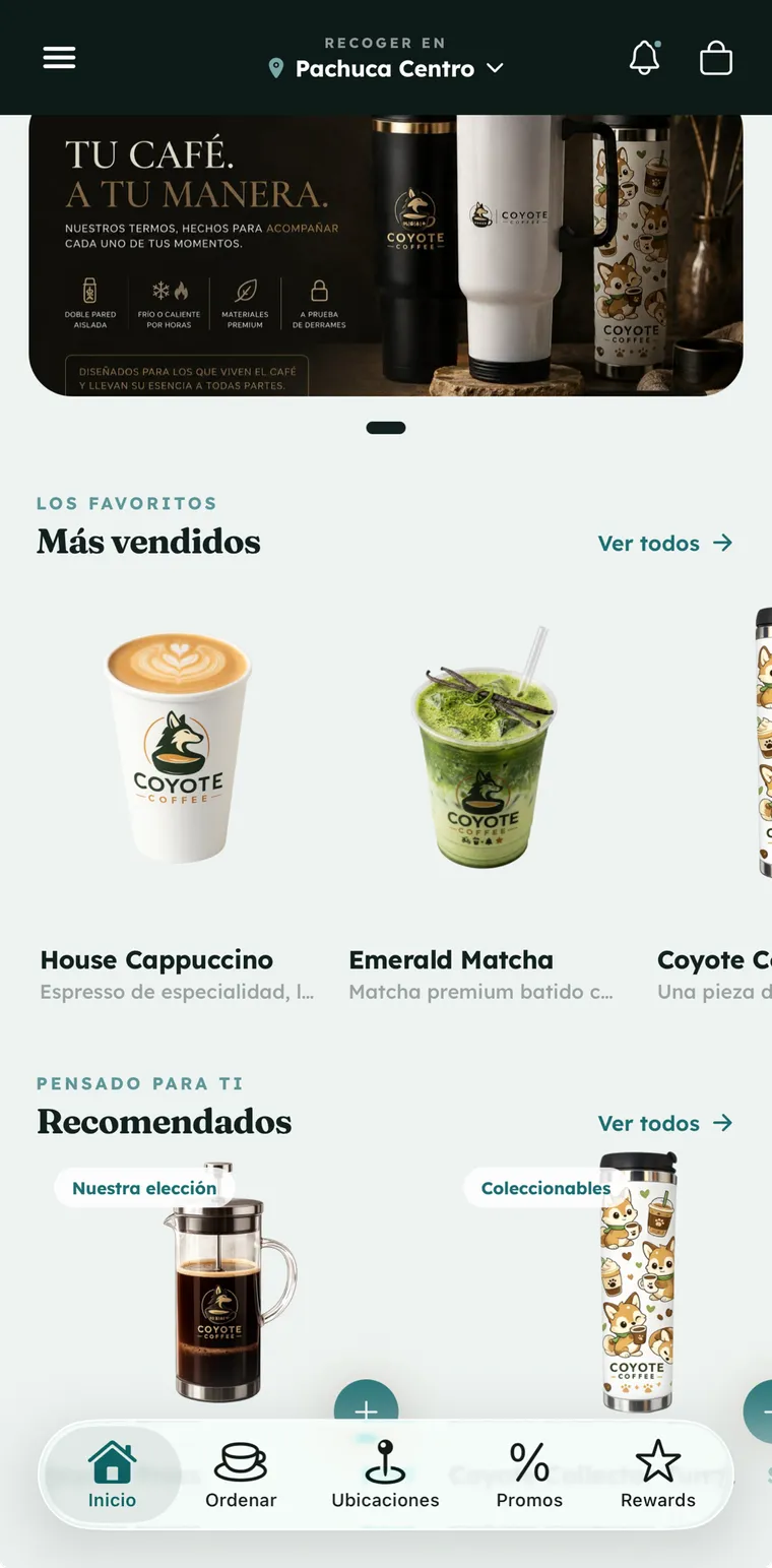 Pantalla de inicio de la app