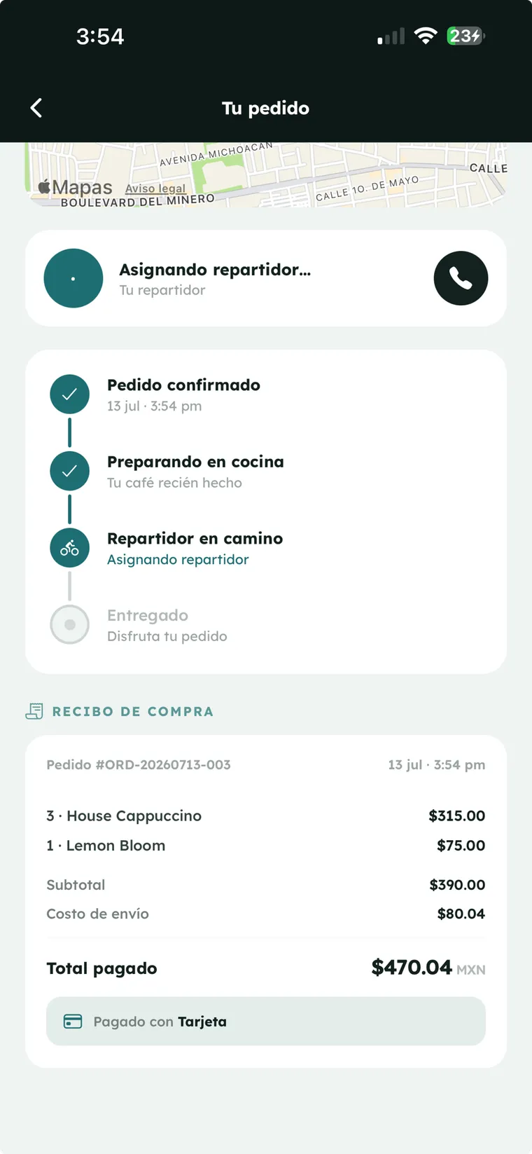 Seguimiento del pedido